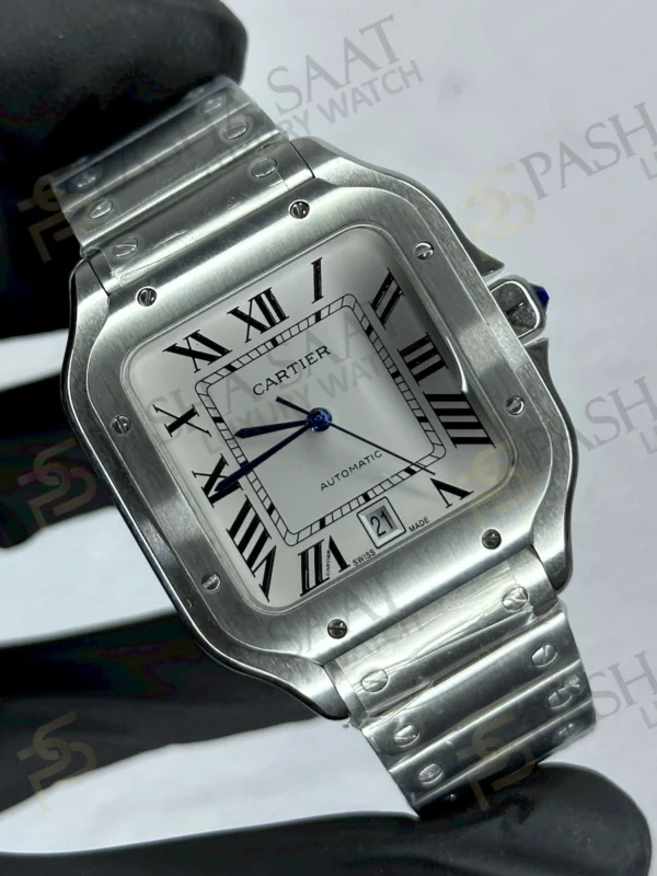 Cartier Santos Beyaz Çelik Saat 40mm