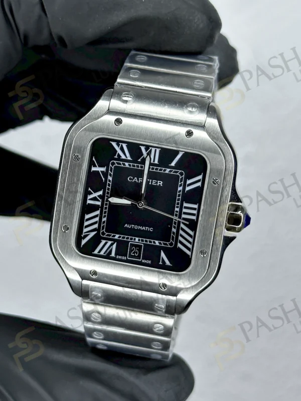 Cartier Santos Siyah Çelik Saat 40mm