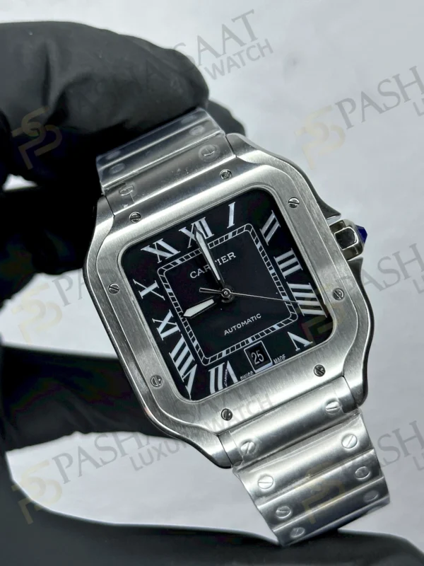 Cartier Santos Siyah Çelik Saat 40mm