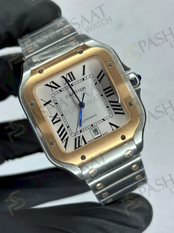 Cartier Santos Two Tone Rose Gold Erkek Saat