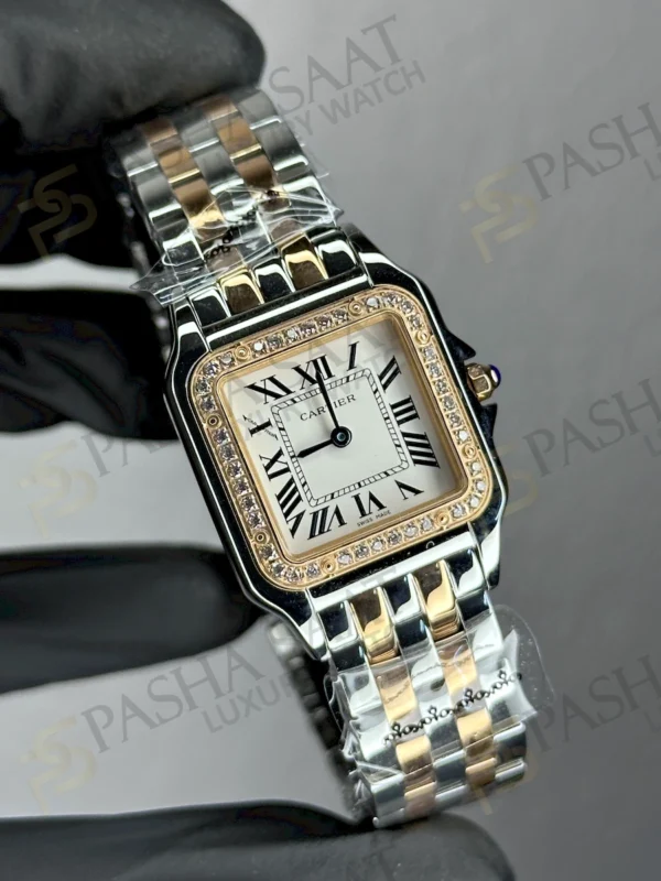 Cartier Panthere Two Tone Rose Gold Taşlı Kadın Saati