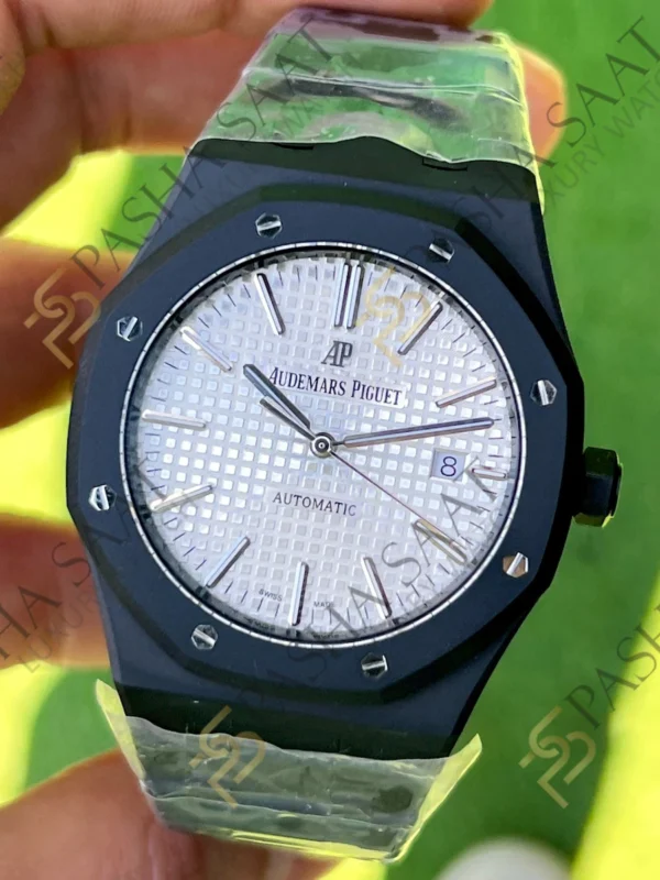 Eta Saat - Pasha Saat Audemars Piguet Royal Oak 15400 DLC Beyaz Kadran Superclone Saat