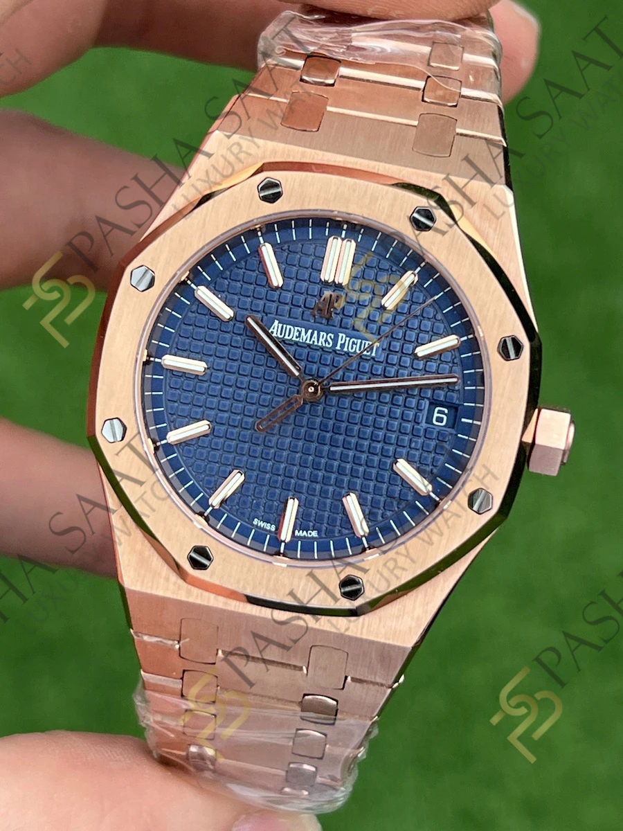 Audemars Piguet Royal Oak 15500 Rose Gold Mavi Kadran Superclone Saat Audemars Piguet Royal Oak 15500 Rose Gold Mavi Kadran Superclone Saat
