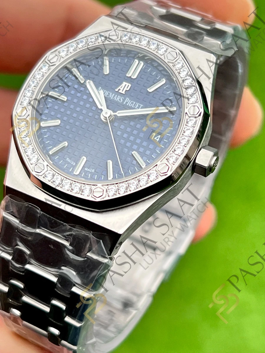 Audemars Piguet Royal Oak 34mm Taşlı Bezel Mavi Kadran Superclone Saat Audemars Piguet Royal Oak 34mm Taşlı Bezel Mavi Kadran Superclone Saat - Görsel 2