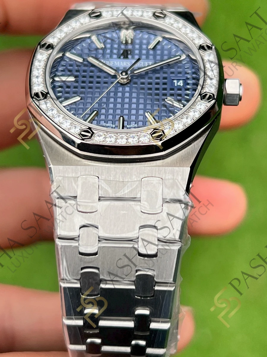 Audemars Piguet Royal Oak 34mm Taşlı Bezel Mavi Kadran Superclone Saat Audemars Piguet Royal Oak 34mm Taşlı Bezel Mavi Kadran Superclone Saat - Görsel 3