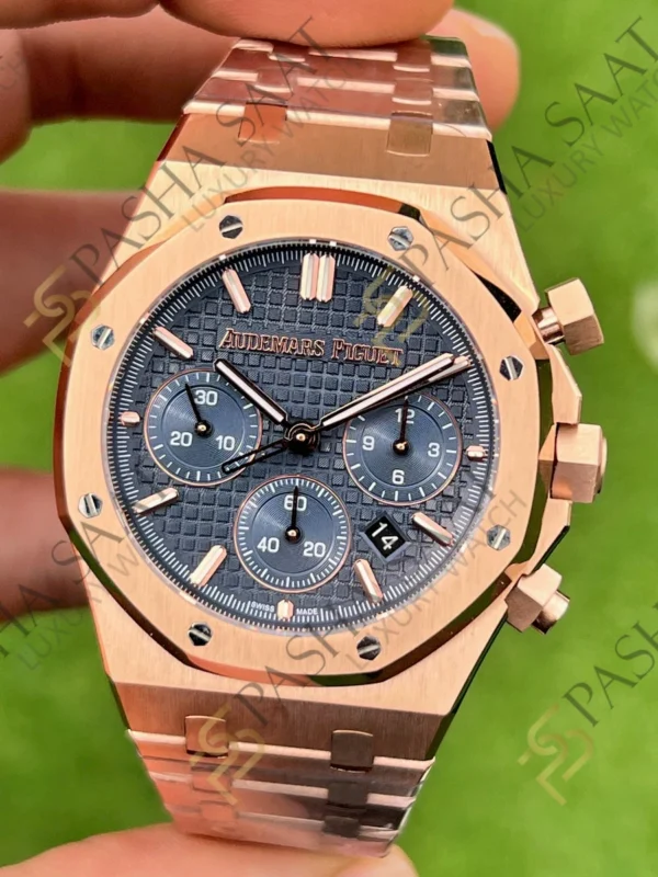 Audemars Piguet Royal Oak Chronograph 26240st Rose Gold Lacivert Kadran Clone Eta Saat