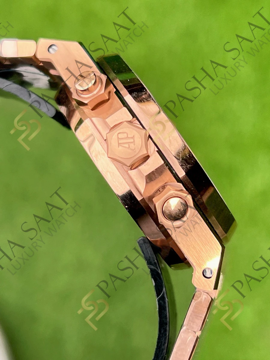Audemars Piguet Royal Oak Chronograph 26240st Rose Gold Lacivert Kadran Clone Eta Saat - Görsel 4