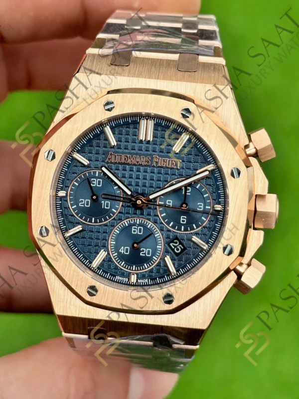 Audemars Piguet Royal Oak Chronograph 26240st Rose Gold Lacivert Kadran SuperClone Eta Saat