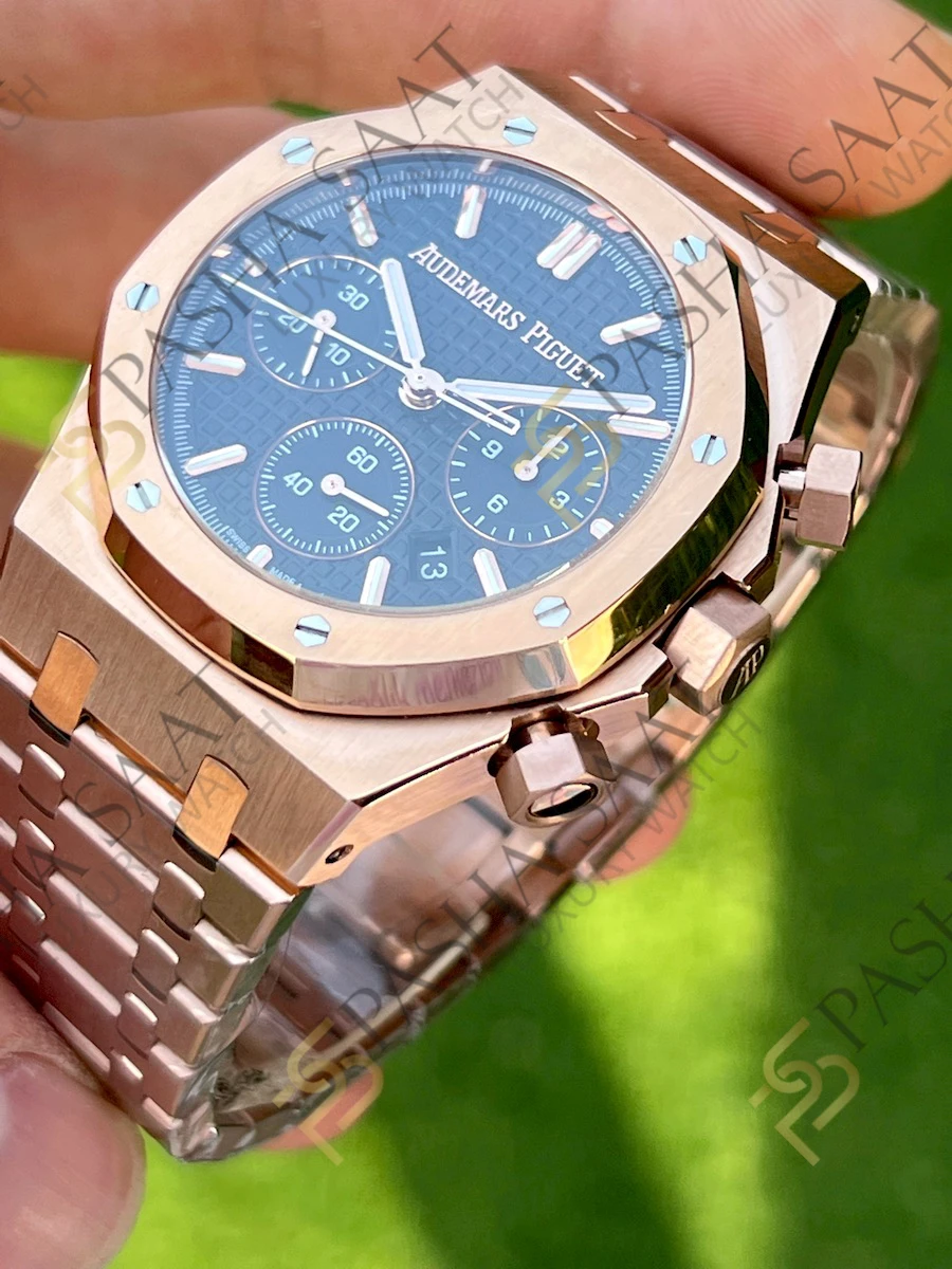 Audemars Piguet Royal Oak Chronograph 26240st Rose Gold Siyah Kadran Clone Eta Saat - Görsel 5
