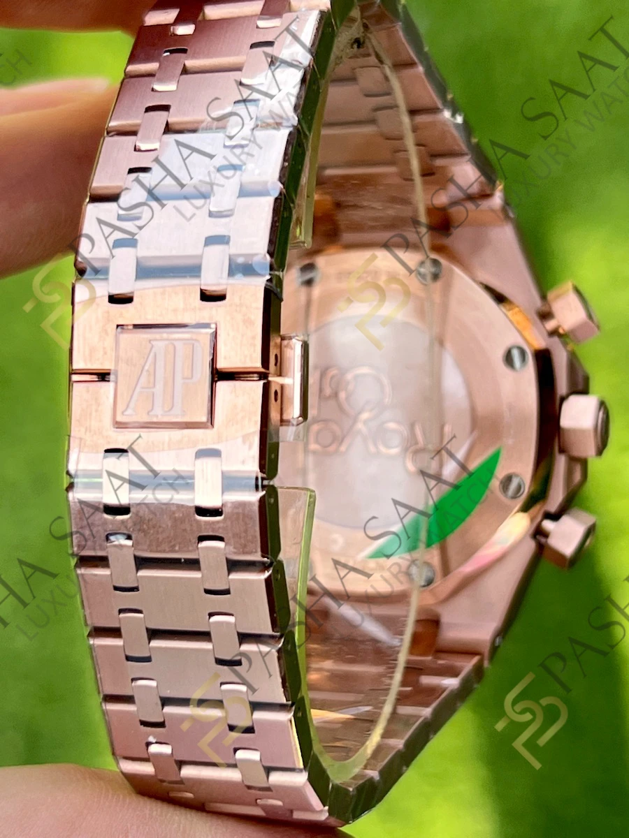 Audemars Piguet Royal Oak Chronograph 26240st Rose Gold Siyah Kadran Clone Eta Saat - Görsel 8