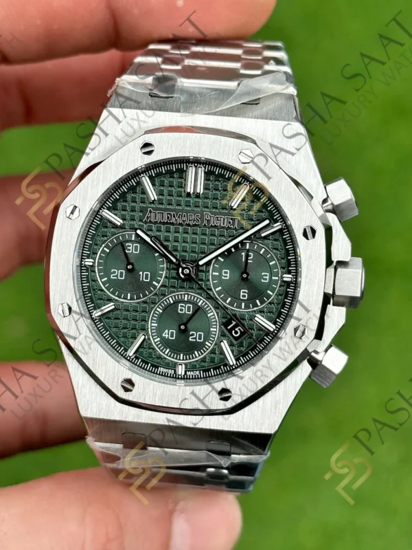 Audemars Piguet Royal Oak Chronograph 26240st Yeşil Kadran SuperClone Eta Saat