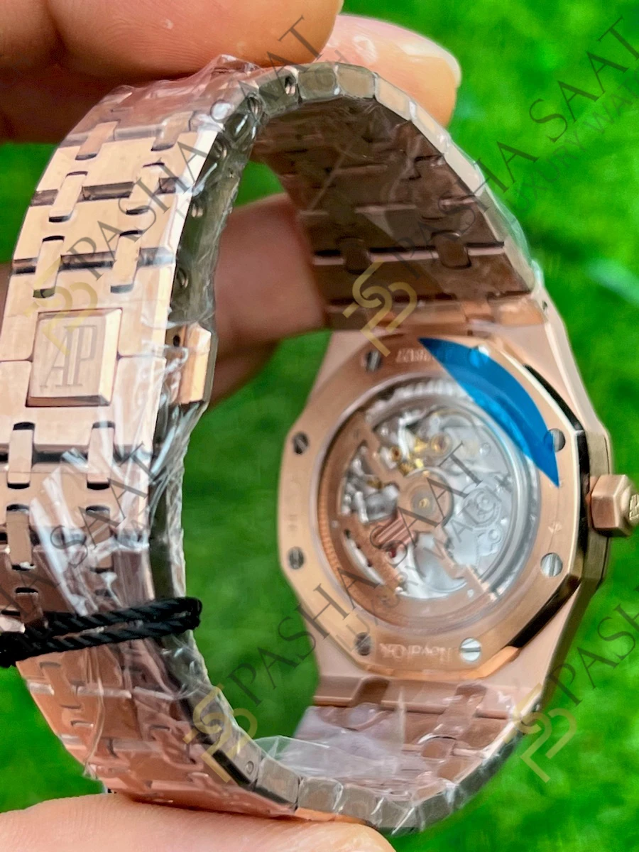 Audemars Piguet Royal Oak Ekstra İnce Rose Mavi Kadran 15206 Superclone Saat Audemars Piguet Royal Oak Ekstra İnce Rose Mavi Kadran 15206 Superclone Saat - Görsel 5