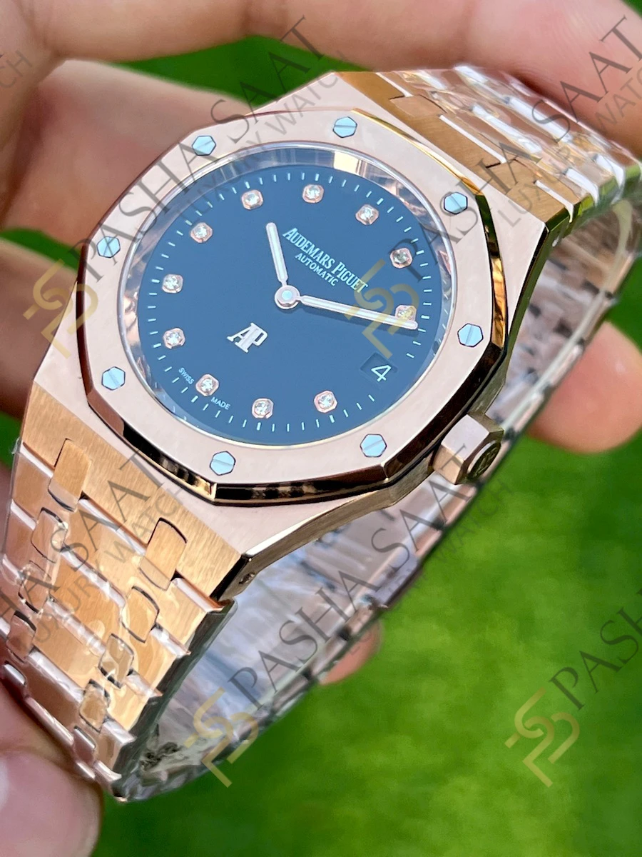 Audemars Piguet Royal Oak Jumbo Rose Siyah Taşlı Kadran 15206 Superclone ETA Saat Audemars Piguet Royal Oak Jumbo Rose Siyah Taşlı Kadran 15206 Superclone ETA Saat - Görsel 2