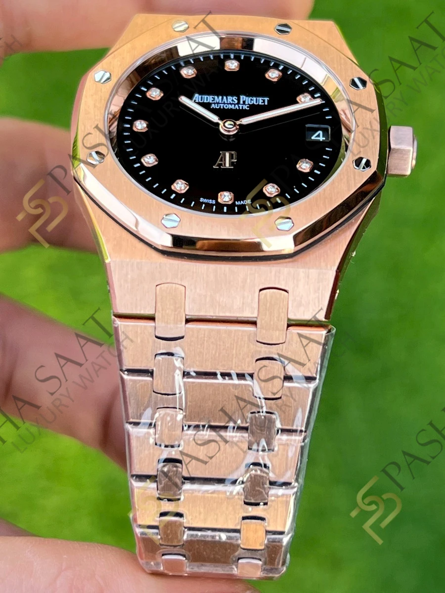 Audemars Piguet Royal Oak Jumbo Rose Siyah Taşlı Kadran 15206 Superclone ETA Saat Audemars Piguet Royal Oak Jumbo Rose Siyah Taşlı Kadran 15206 Superclone ETA Saat - Görsel 3