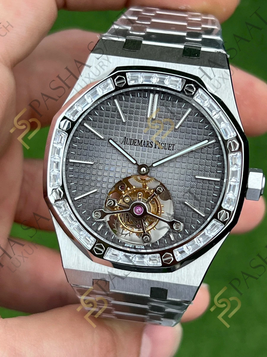 Audemars Piguet Royal Oak Tourbillon Gri Kadran Taşlı Bezel Superclone Saat 26516 - Görsel 2