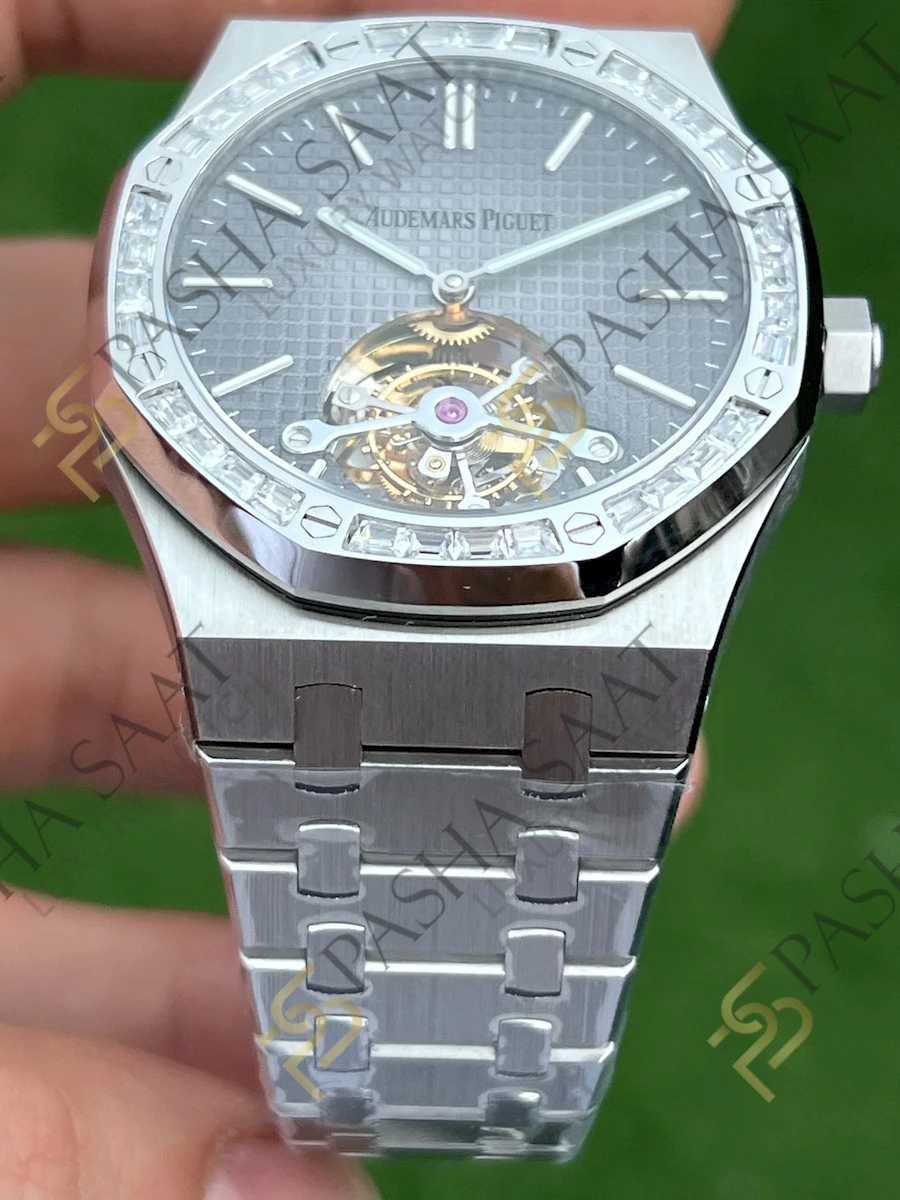 Audemars Piguet Royal Oak Tourbillon Gri Kadran Taşlı Bezel Superclone Saat 26516 - Görsel 7