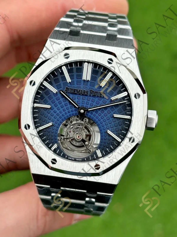 Eta Saat - Pasha Saat Audemars Piguet Royal Oak Tourbillon Mavi Kadran Superclone Saat 26530