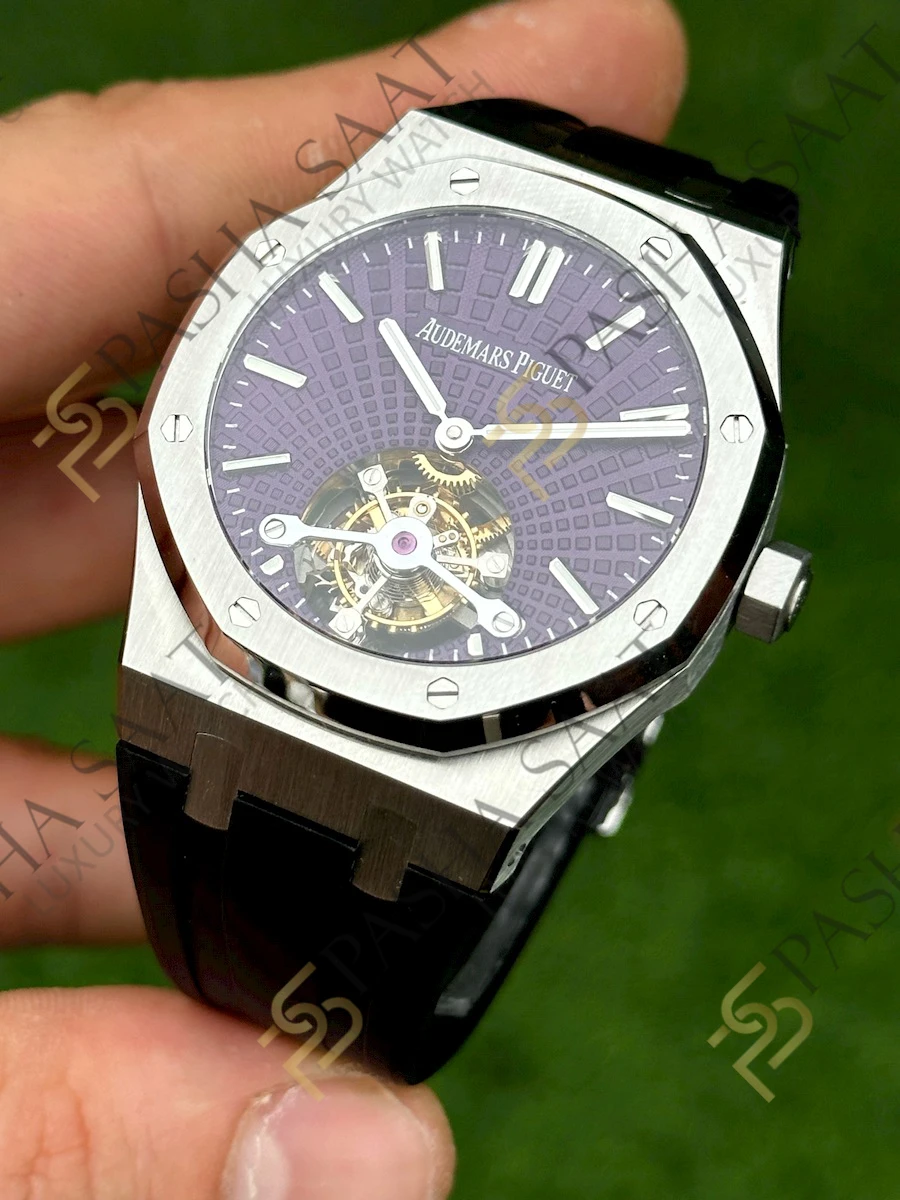 Audemars Piguet Royal Oak Tourbillon Mor Kadran Kauçuk Kordon Superclone Saat 26522ST - Görsel 2