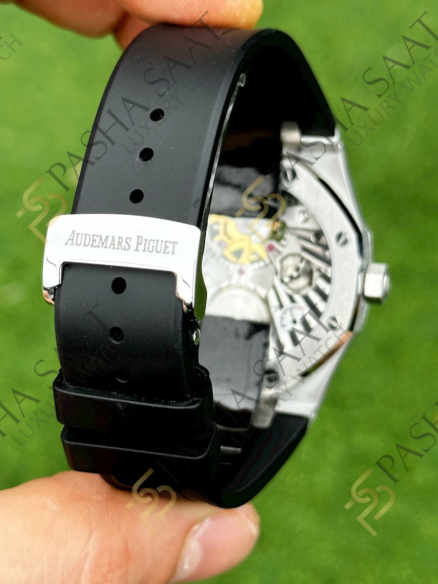 Audemars Piguet Royal Oak Tourbillon Mor Kadran Kauçuk Kordon Superclone Saat 26522ST - Görsel 5
