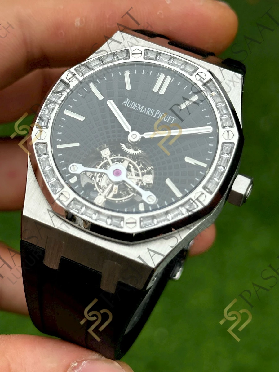 Audemars Piguet Royal Oak Tourbillon Siyah Kadran Taşlı Bezel Superclone Saat 26522ST - Görsel 2