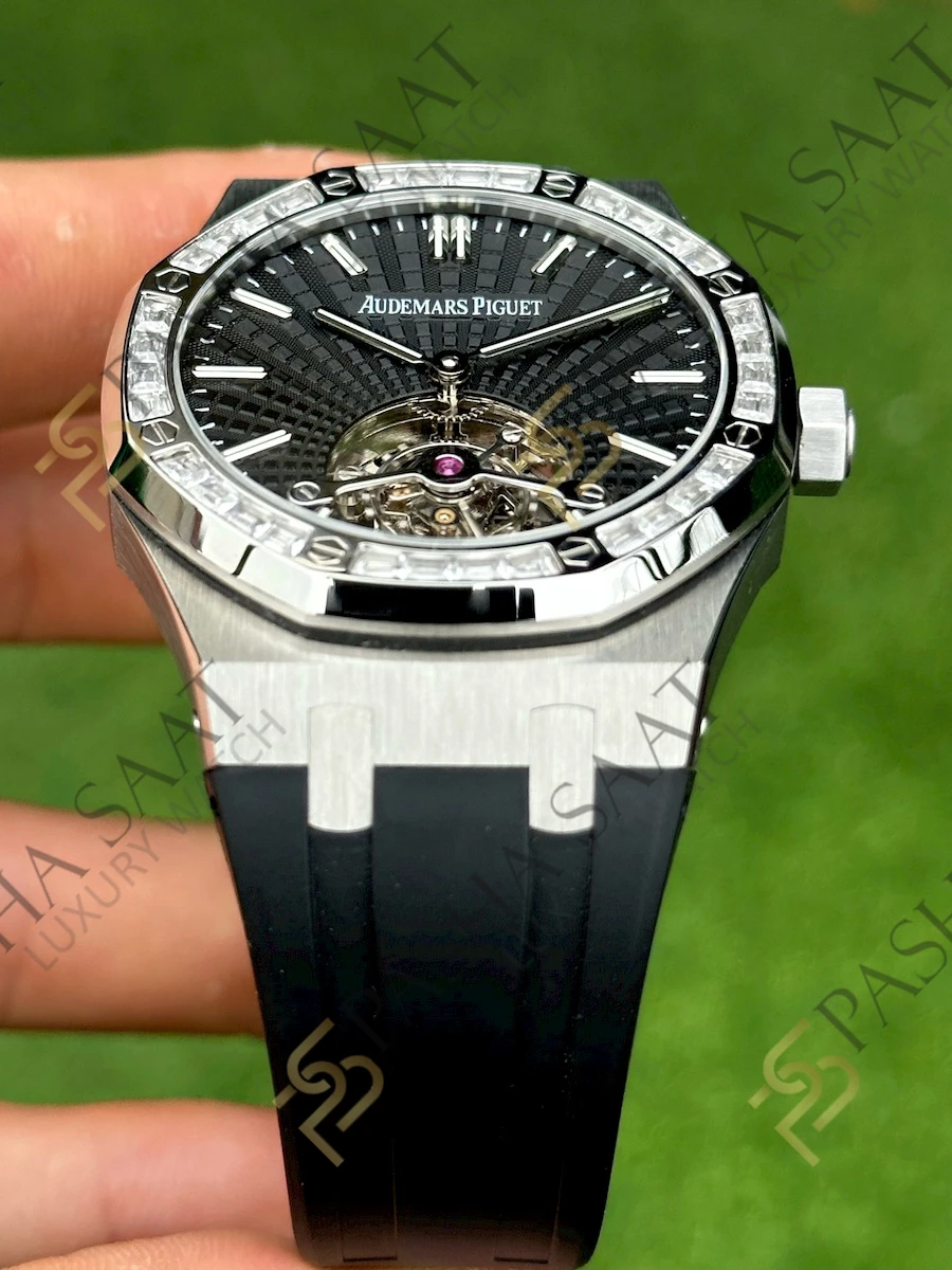 Audemars Piguet Royal Oak Tourbillon Siyah Kadran Taşlı Bezel Superclone Saat 26522ST - Görsel 3