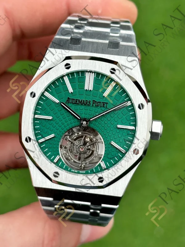Eta Saat - Pasha Saat Audemars Piguet Royal Oak Tourbillon Yeşil Kadran Superclone Saat 26534
