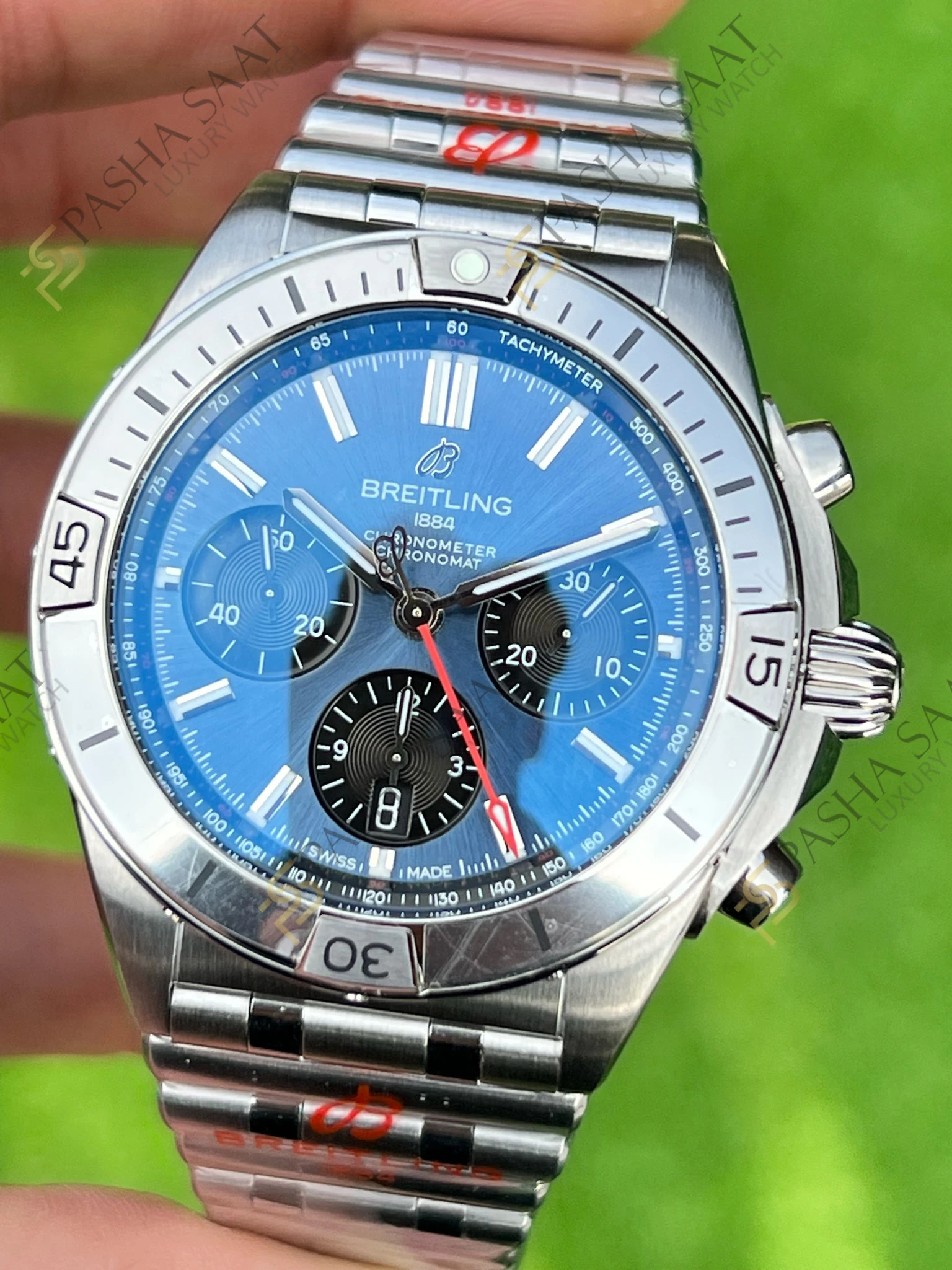 Breitling Chronomat B01 42mm Mavi Kadran Siyah Gösterge Superclone Eta Saat - Görsel 3