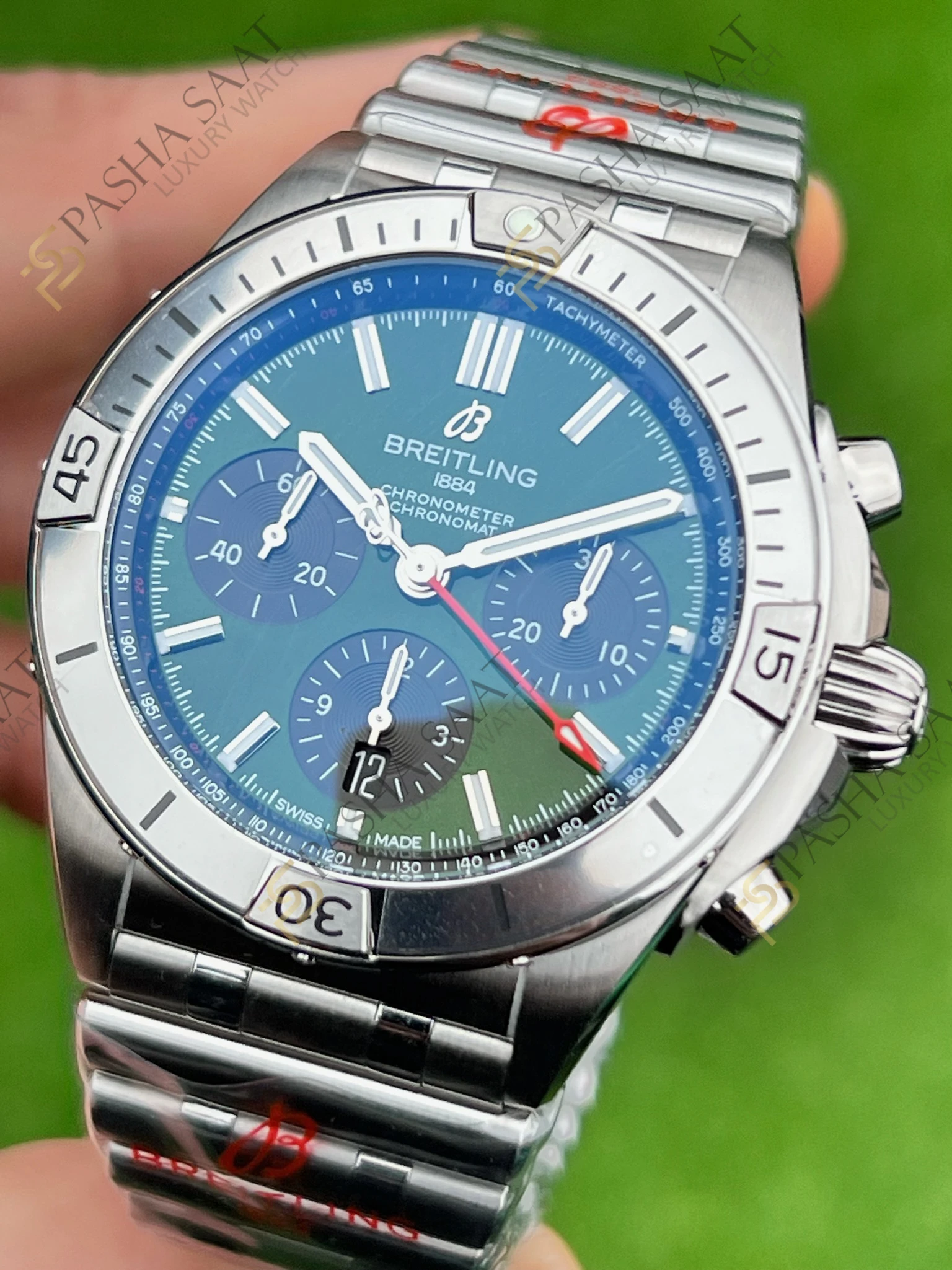 Breitling Chronomat B01 42mm Yeşil Kadran Siyah Gösterge Superclone Eta Saat - Görsel 2