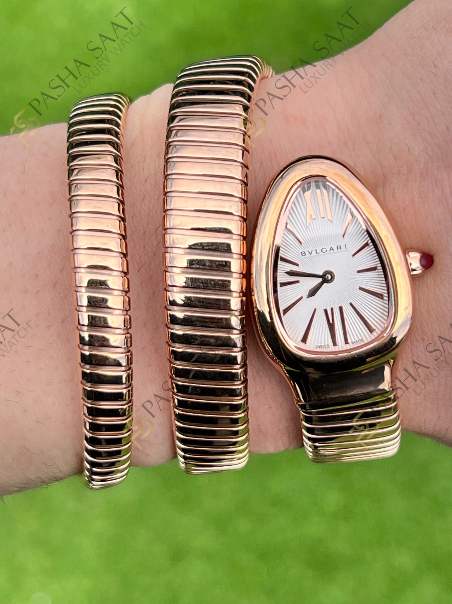 Bvlgari Serpenti Beyaz Kadran Rose Altın Rengi Superclone Kadın Saati - Görsel 6