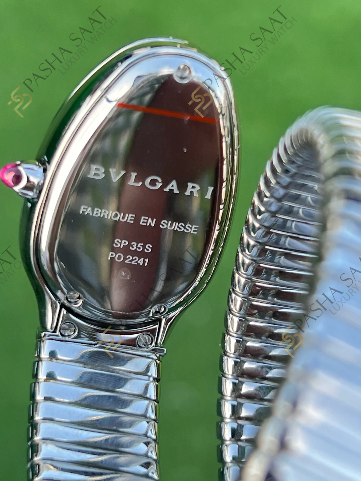 Bvlgari Serpenti Beyaz Kadran Taşlı Bezel Çelik Superclone Kadın Saati - Görsel 5