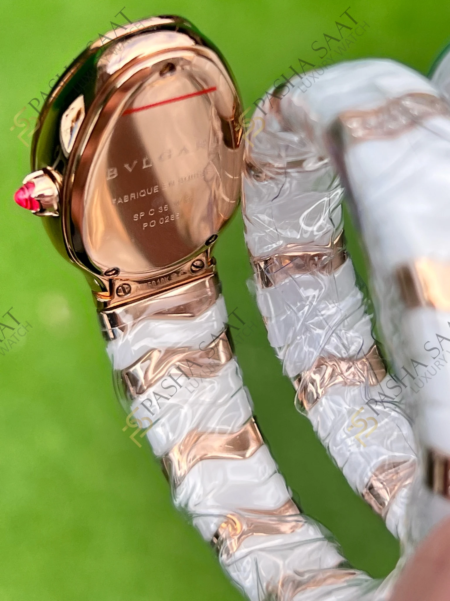 Bvlgari Serpenti Beyaz Seramik Rose Taşlı Eta Kadın Saati - Görsel 5