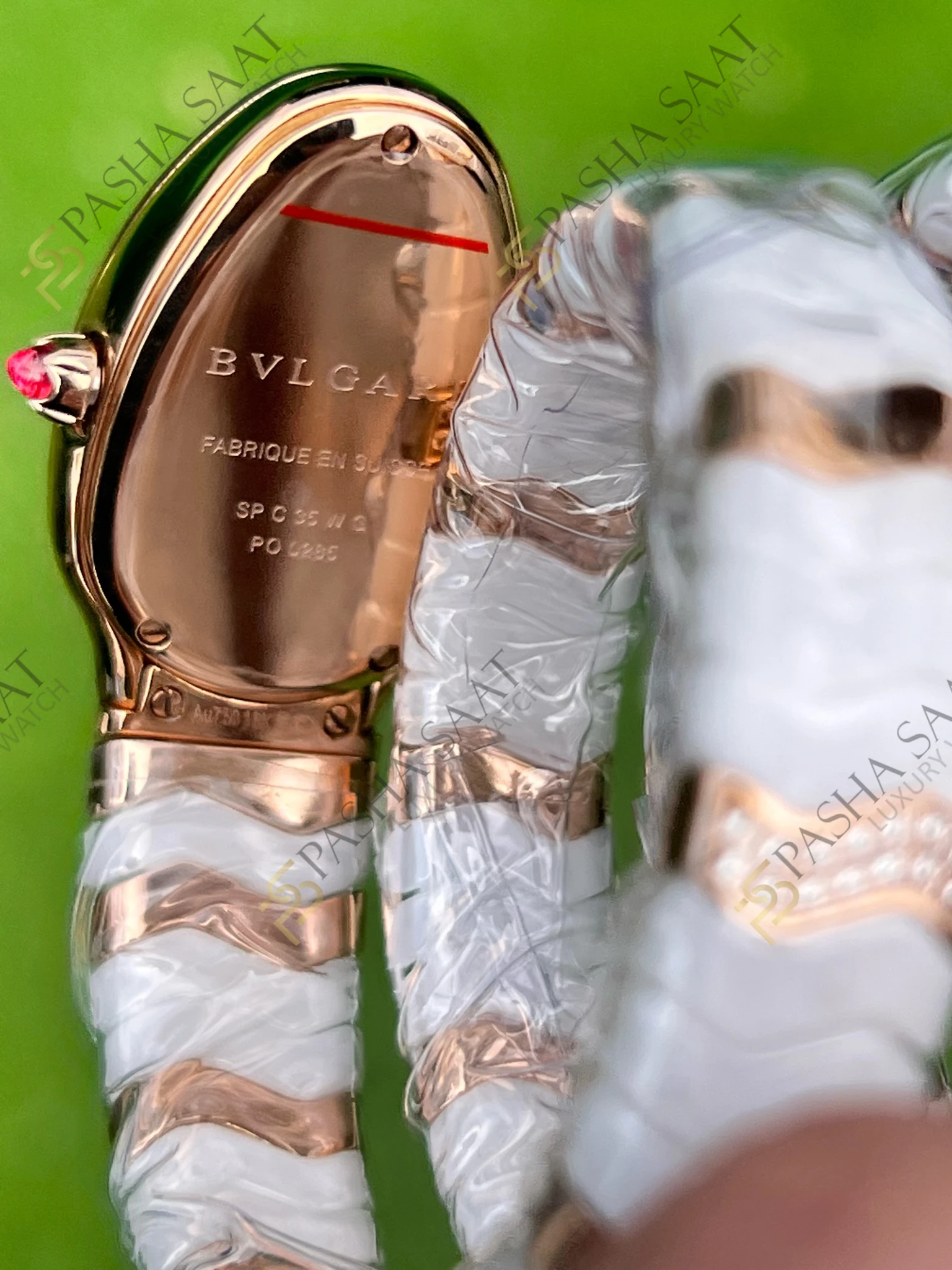 Bvlgari Serpenti Beyaz Seramik Rose Taşlı Eta Kadın Saati - Görsel 6