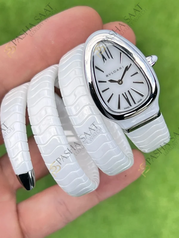 Eta Saat - Pasha Saat Bvlgari Serpenti Beyaz Seramik Çelik Bezel Super Clone Saat
