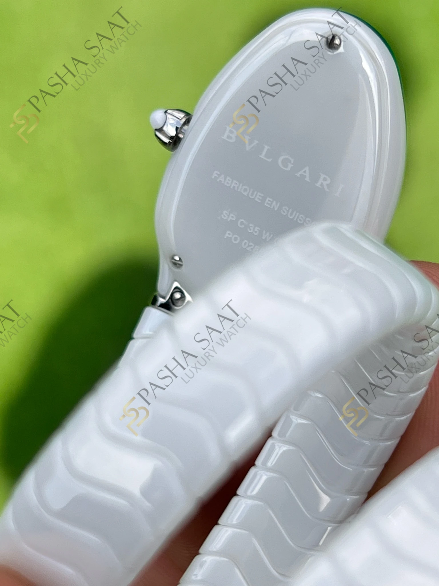 Bvlgari Serpenti Beyaz Seramik Çelik Taşlı Bezel Super Clone Saat - Görsel 3