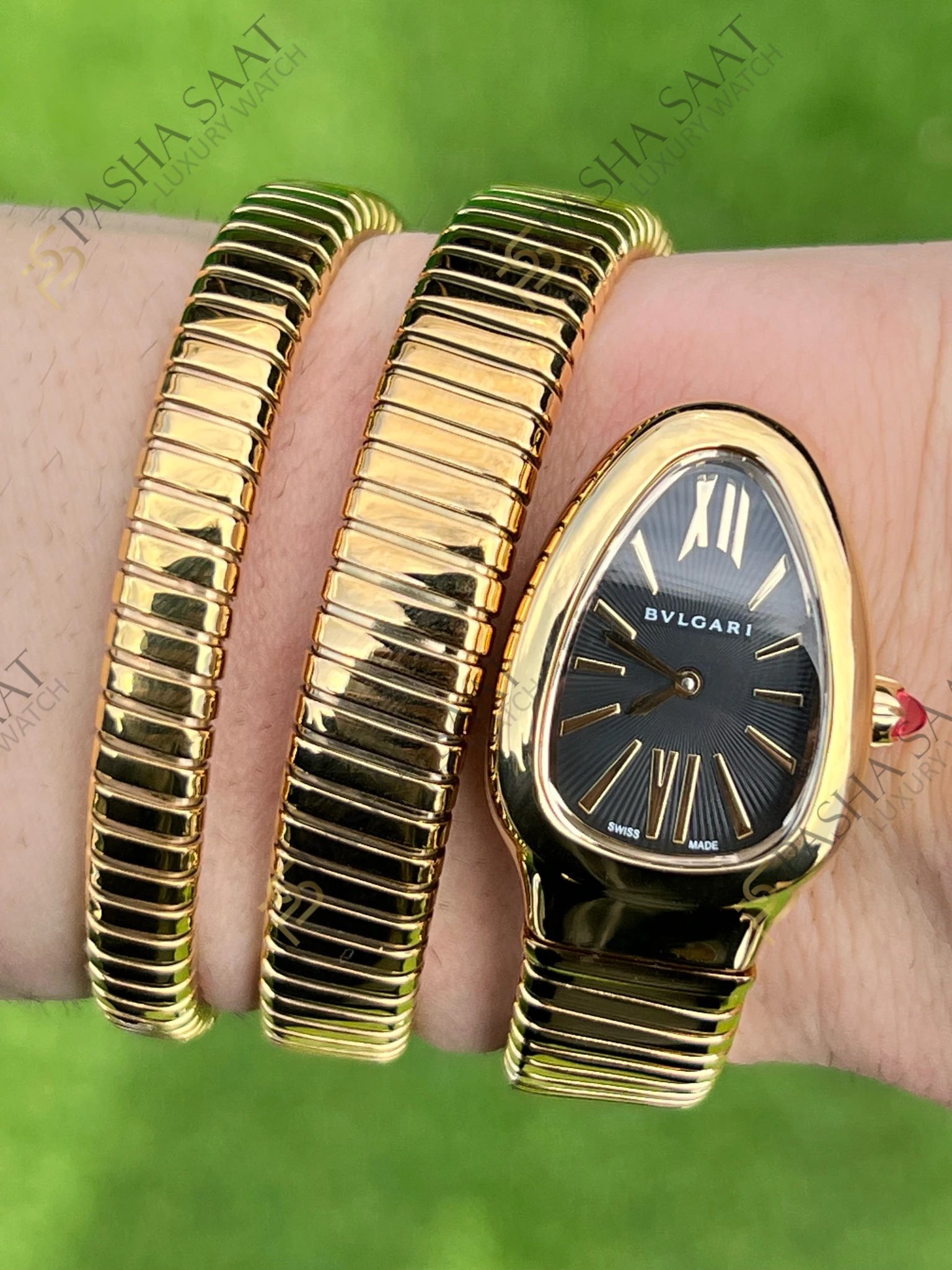 Bvlgari Serpenti Siyah Kadran Altın Rengi Superclone Kadın Saati - Görsel 6