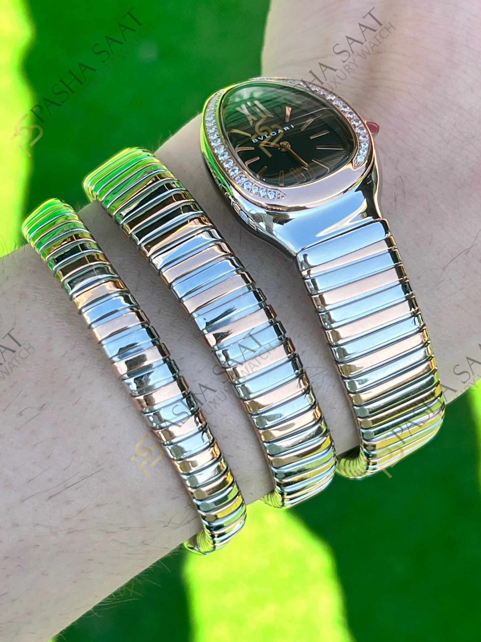 Bvlgari Serpenti Siyah Kadran Two Tone Taşlı Eta Kadın Saati - Görsel 3