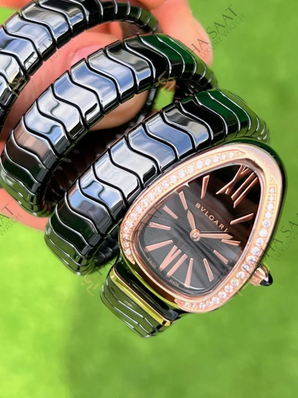 Bvlgari Serpenti Siyah Seramik Rose Ta l Bezel Superclone Saat 2