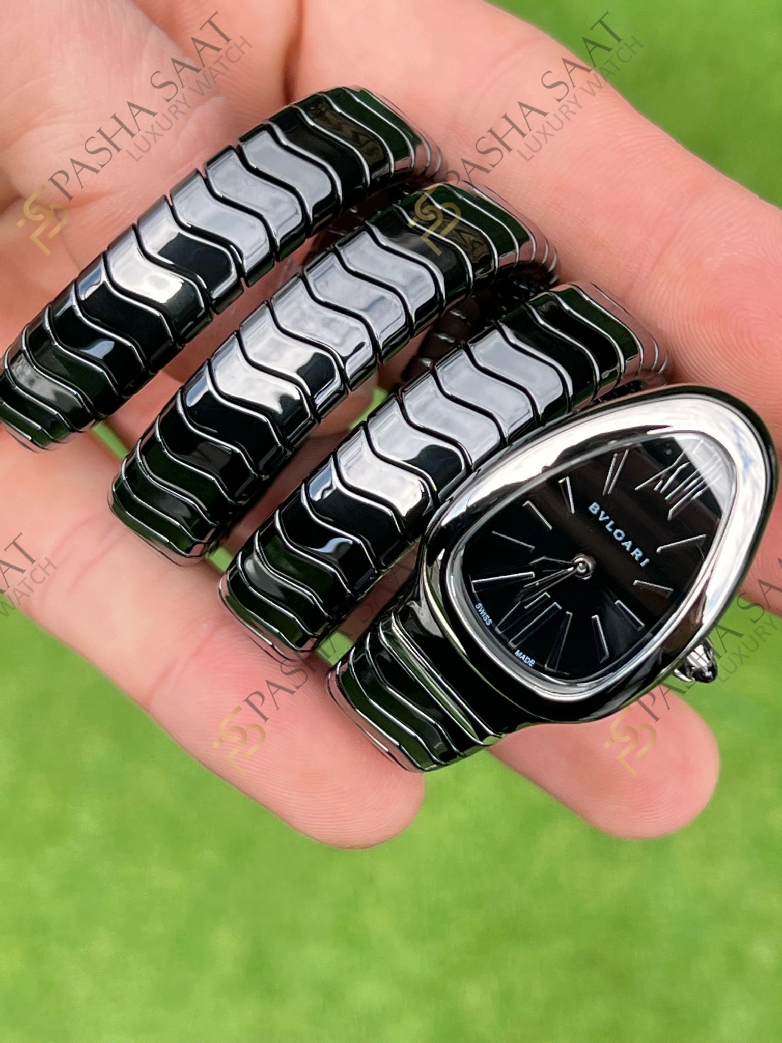 Bvlgari Serpenti Siyah Seramik Çelik Bezel Super Clone Kadın Saati - Görsel 2