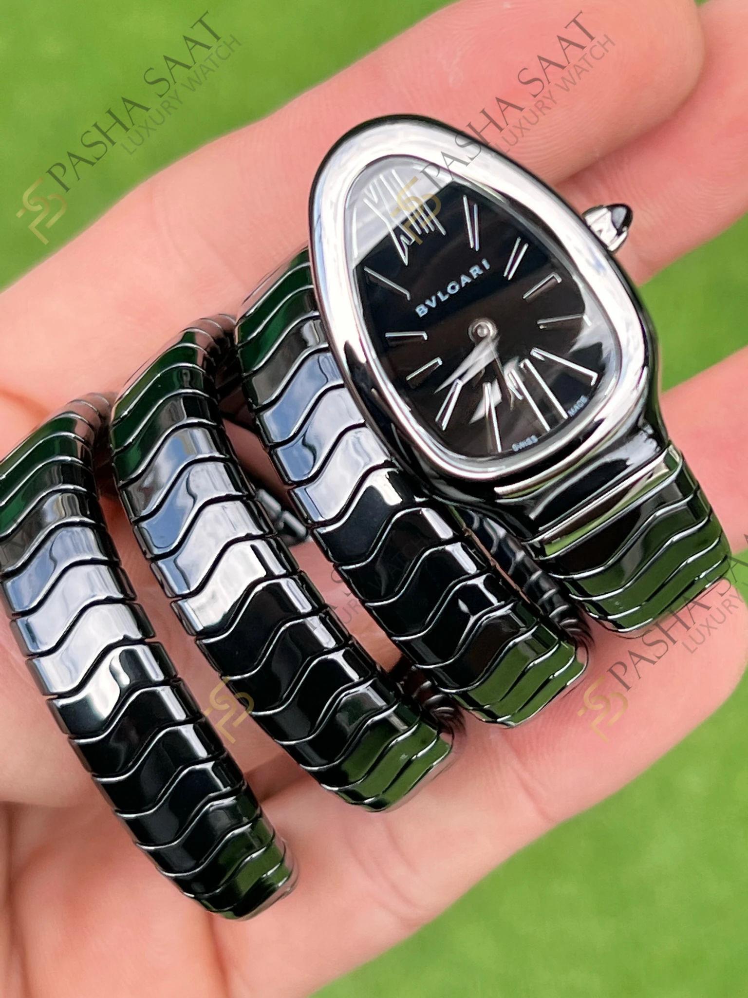 Bvlgari Serpenti Siyah Seramik Çelik Bezel Super Clone Kadın Saati