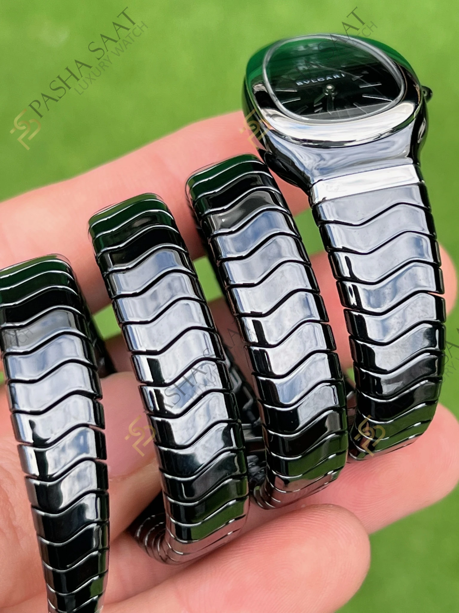 Bvlgari Serpenti Siyah Seramik Çelik Bezel Super Clone Kadın Saati - Görsel 3