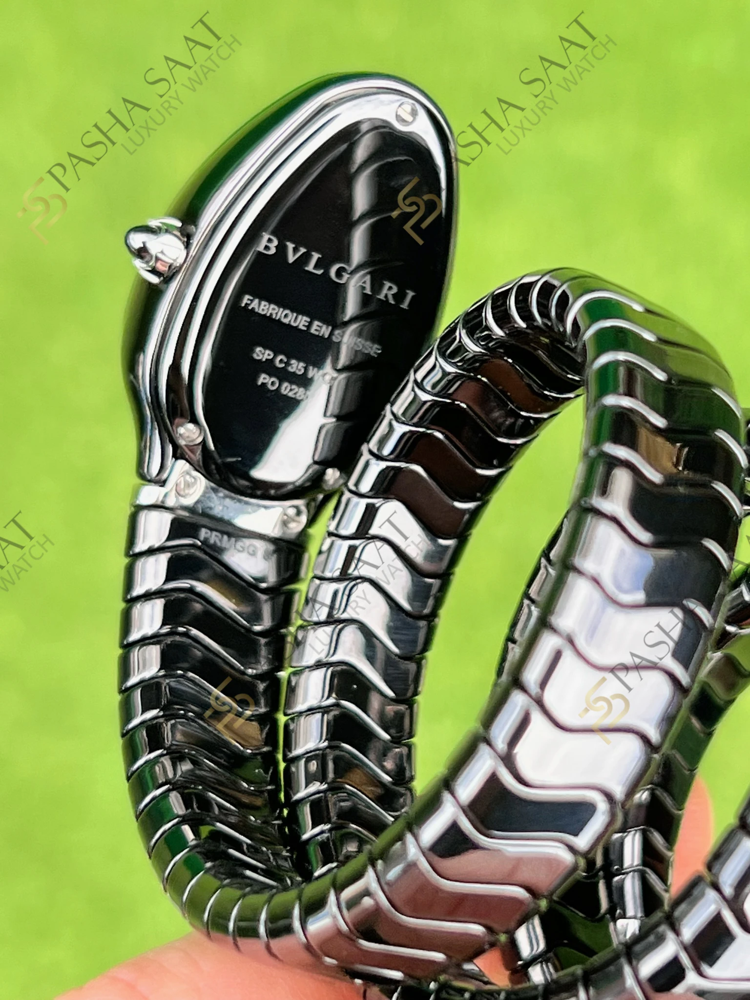 Bvlgari Serpenti Siyah Seramik Çelik Taşlı Bezel Super Clone Kadın Saati - Görsel 3