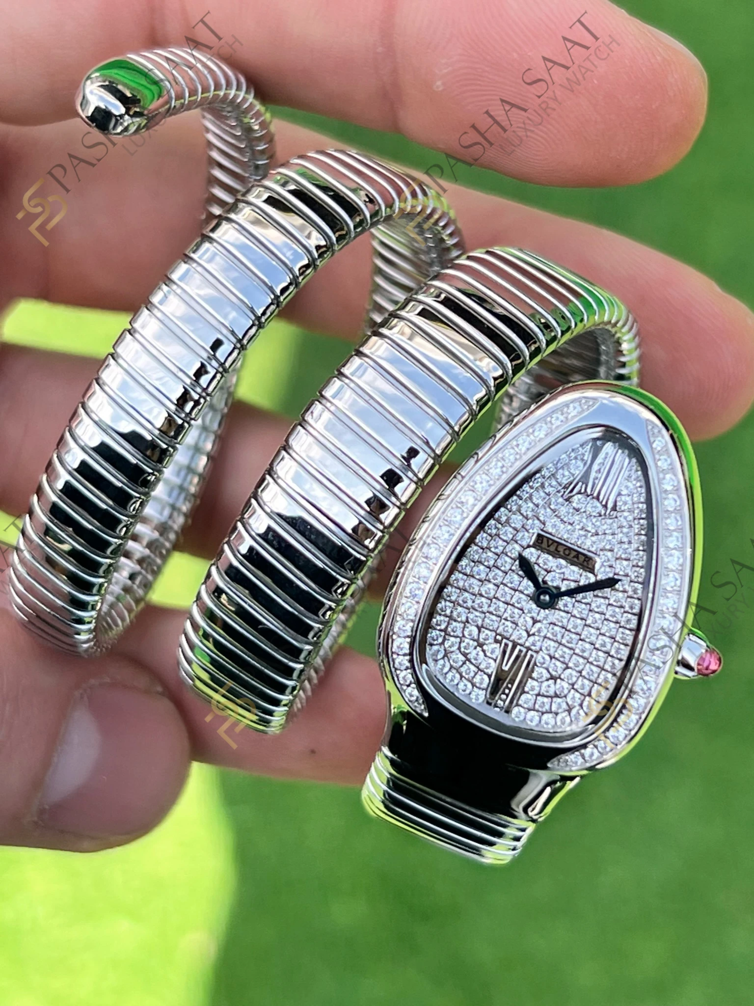 Bvlgari Serpenti Taşlı Kadran Taşlı  Bezel Çelik Superclone Kadın Saati