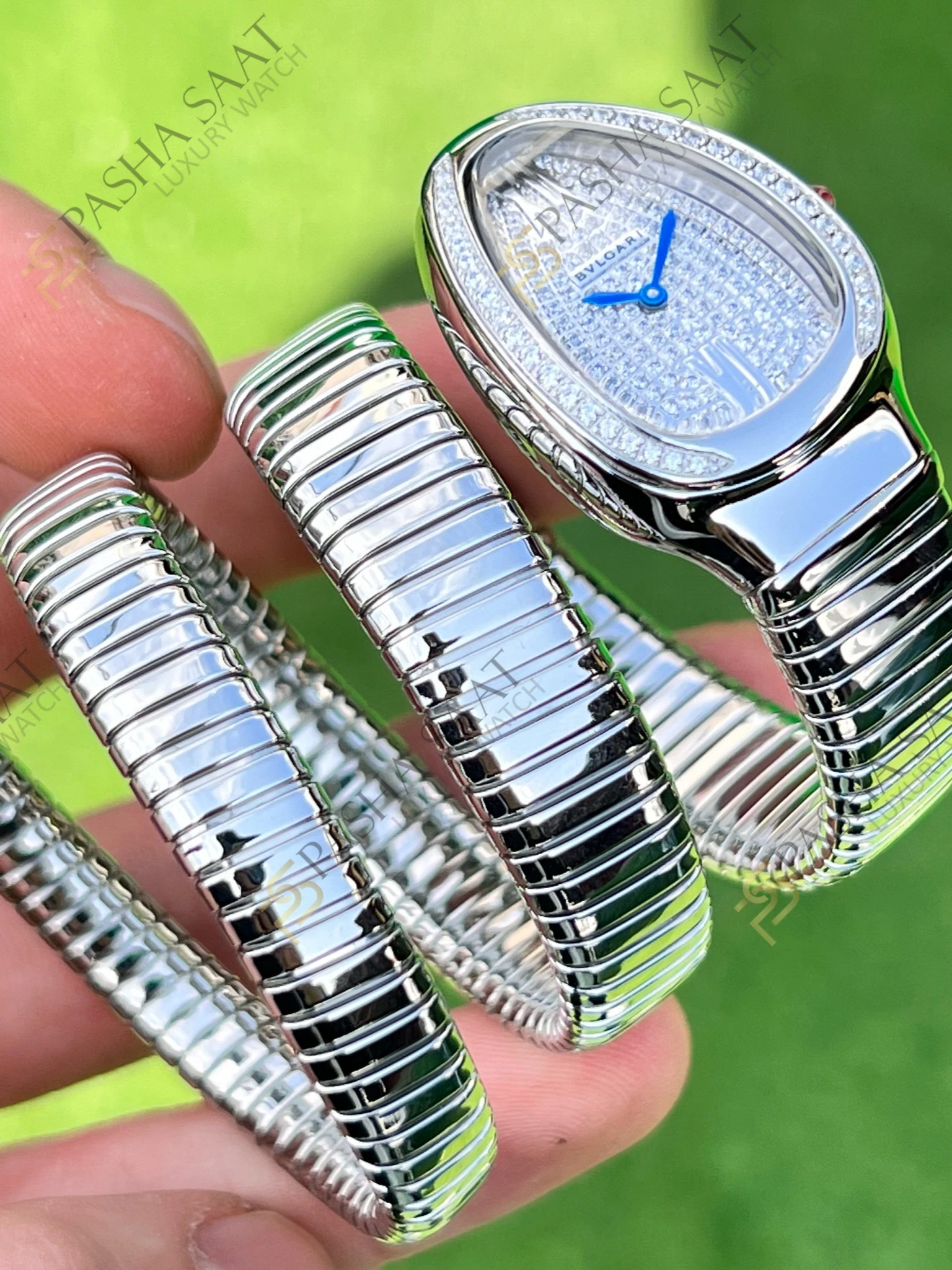 Bvlgari Serpenti Taşlı Kadran Taşlı  Bezel Çelik Superclone Kadın Saati - Görsel 3