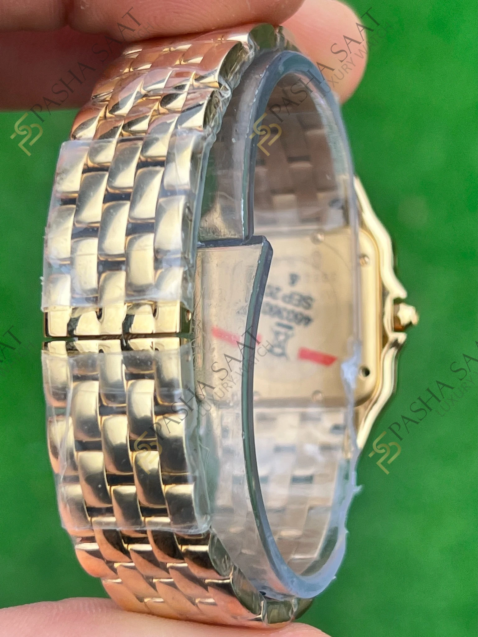 Cartier Panthere Altın Renk Taşlı Bezel Medium Superclone Saat - Görsel 5