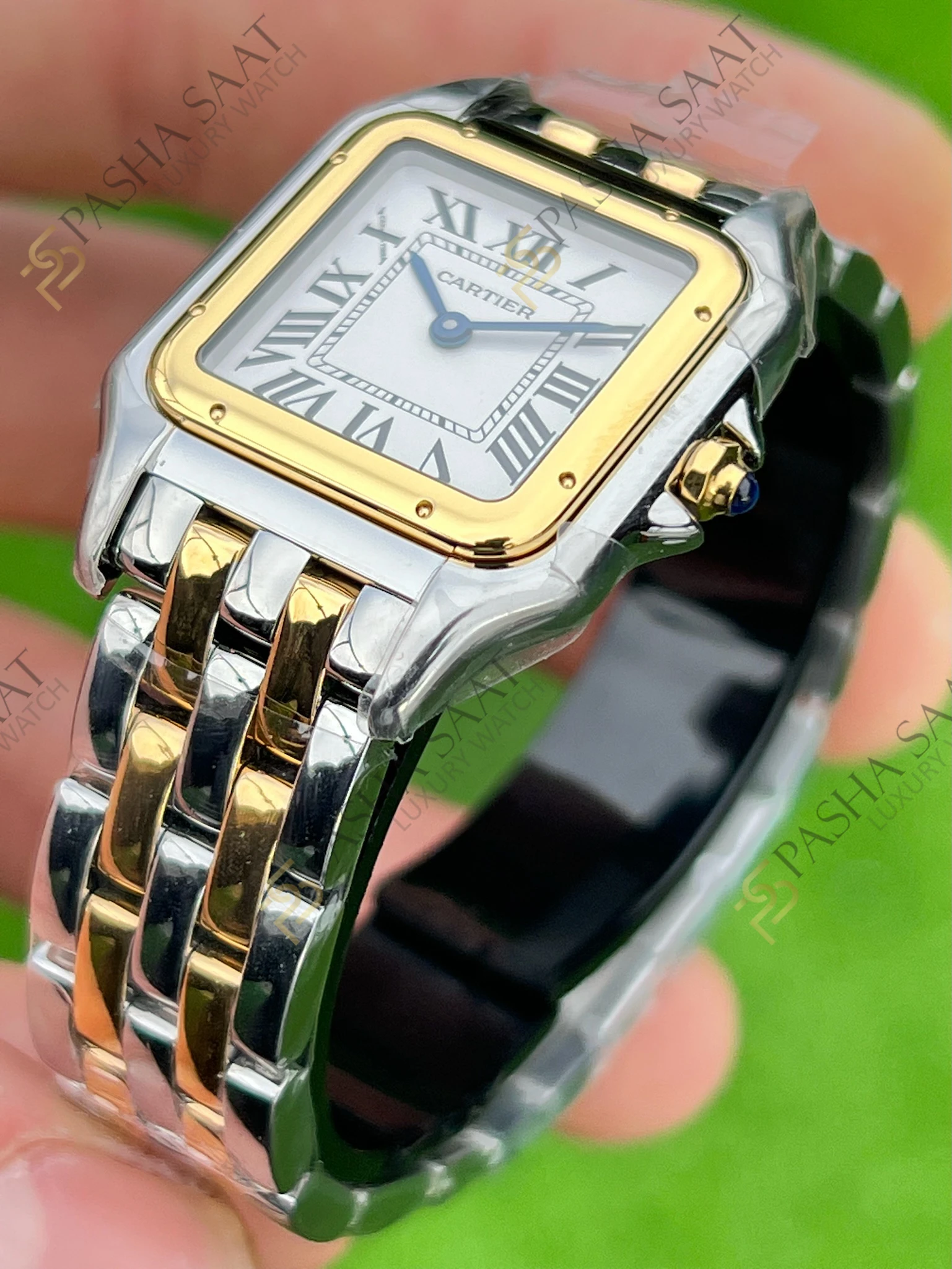 Cartier Panthere Çelik Altın Renk Beyaz Kadran Medium Superclone Saat - Görsel 2