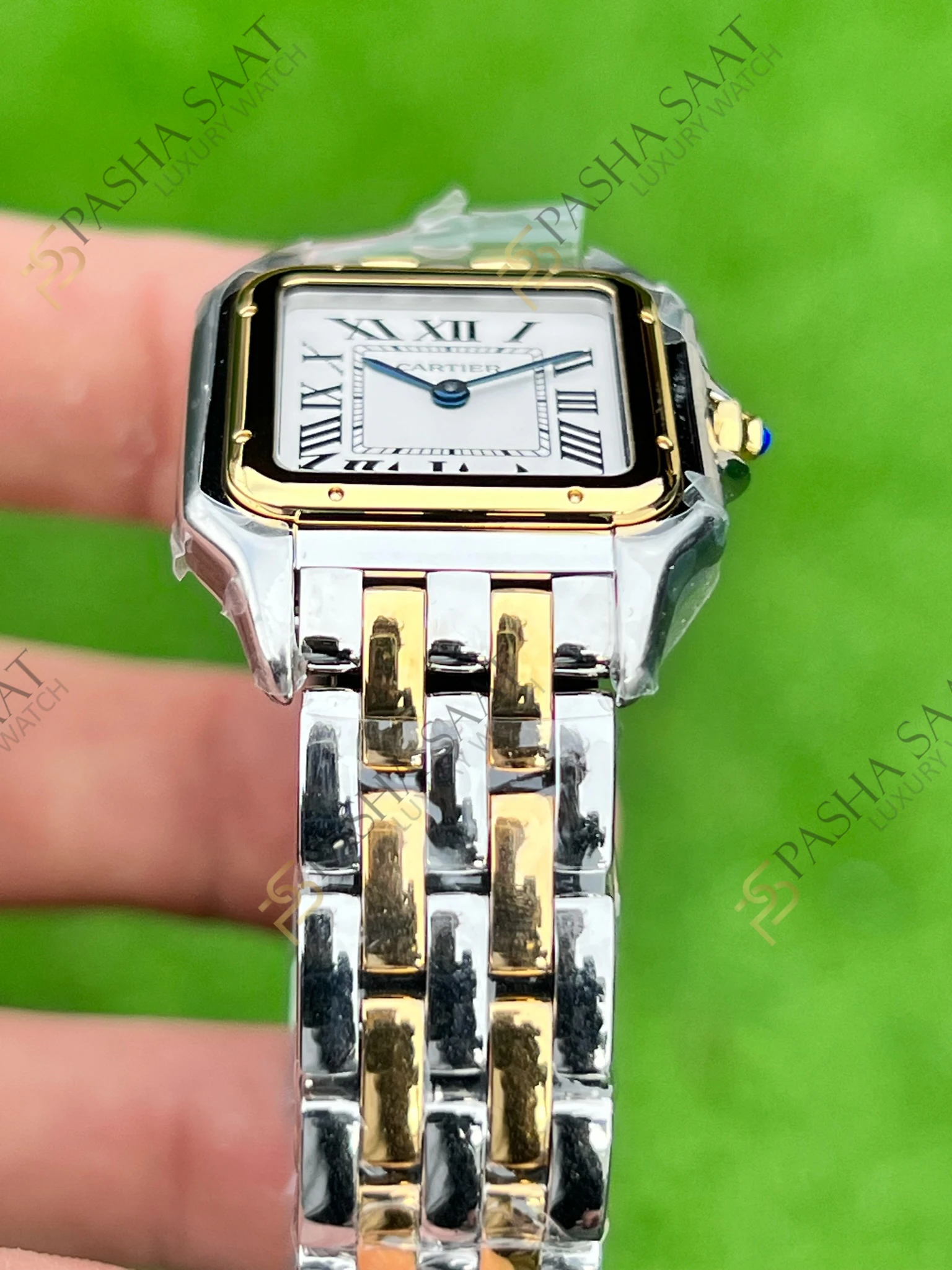 Cartier Panthere Çelik Altın Renk Beyaz Kadran Medium Superclone Saat - Görsel 3