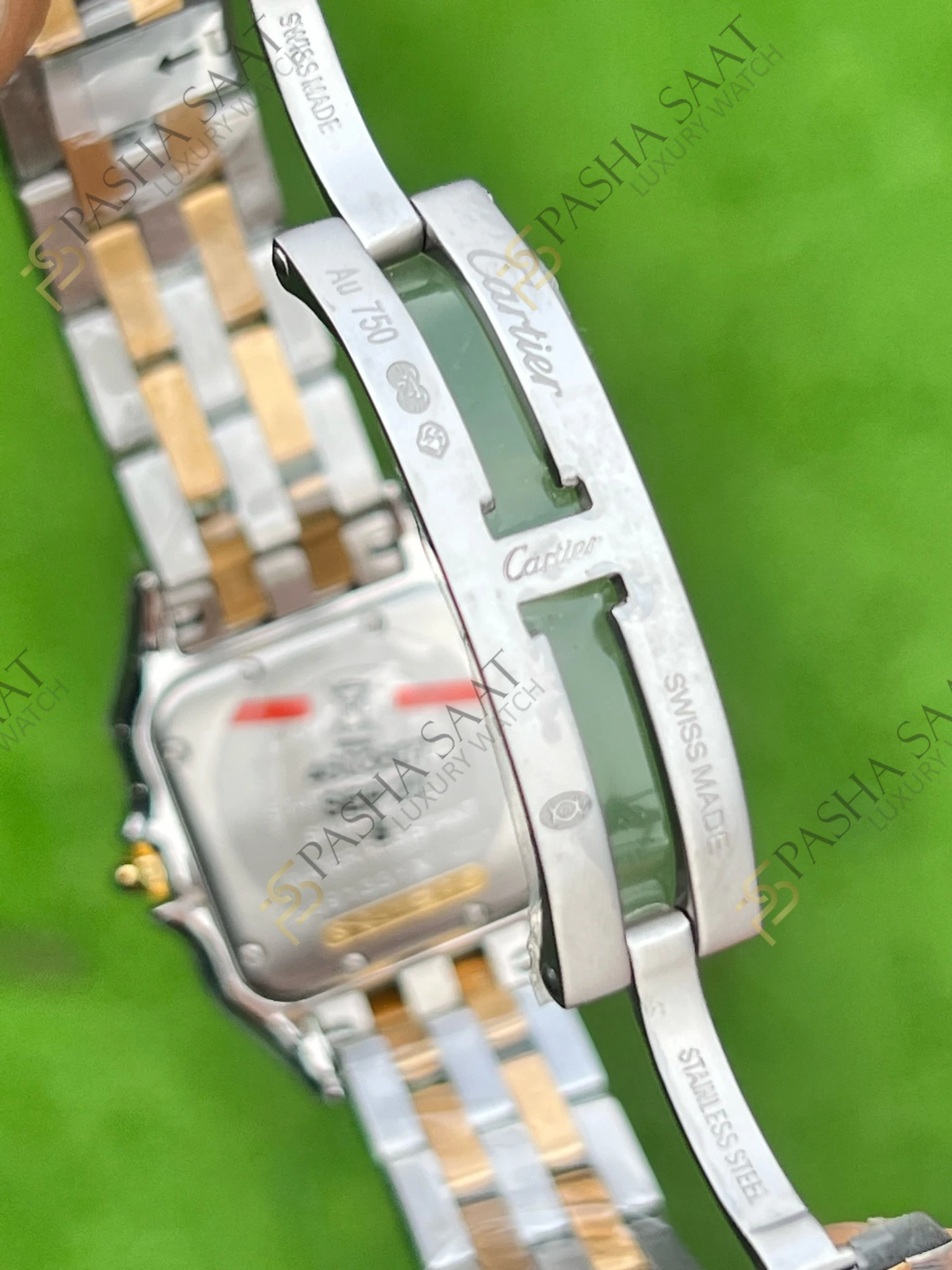 Cartier Panthere Çelik Altın Renk Beyaz Kadran Medium Superclone Saat - Görsel 6