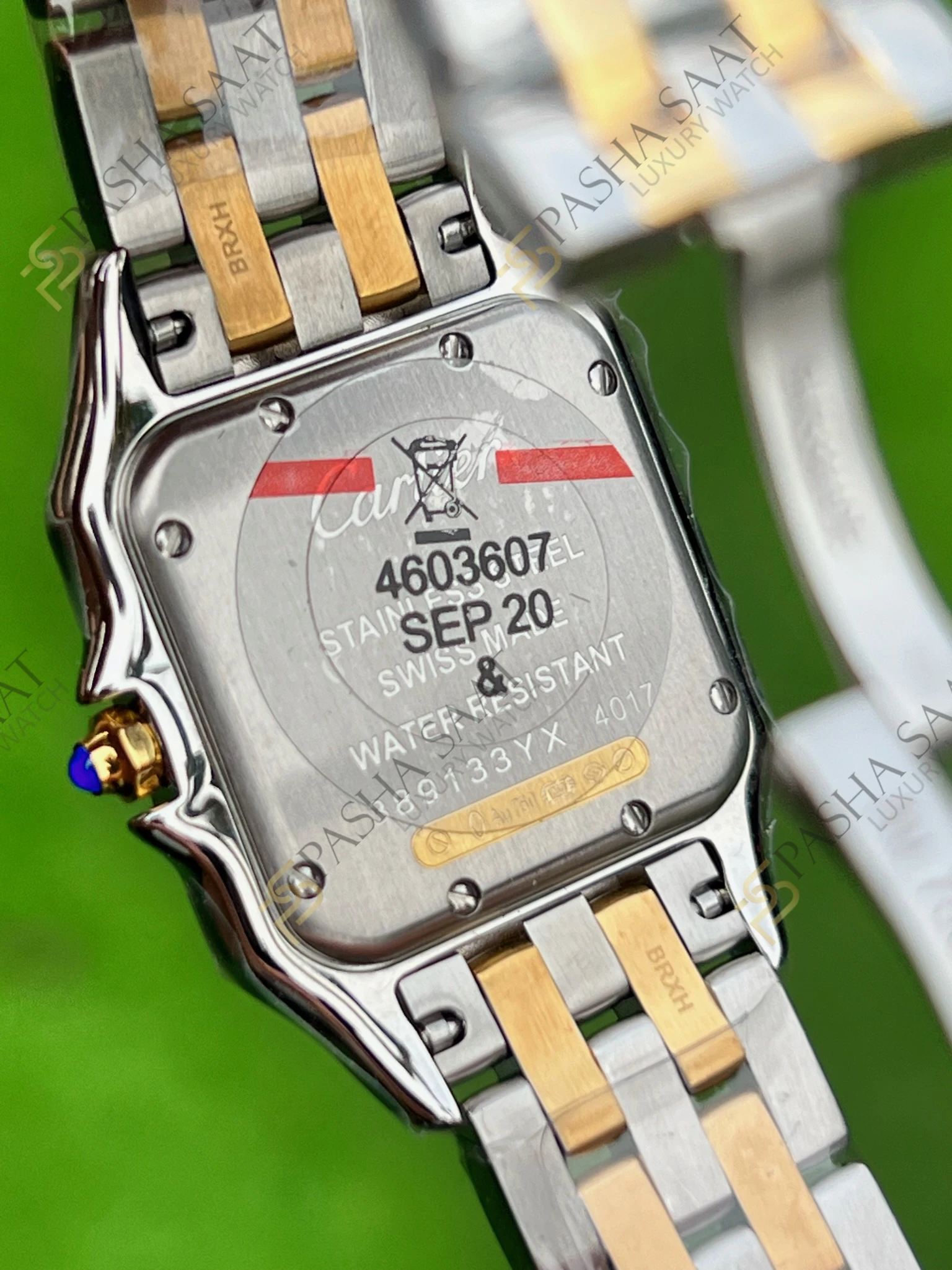 Cartier Panthere Çelik Altın Renk Beyaz Kadran Medium Superclone Saat - Görsel 7