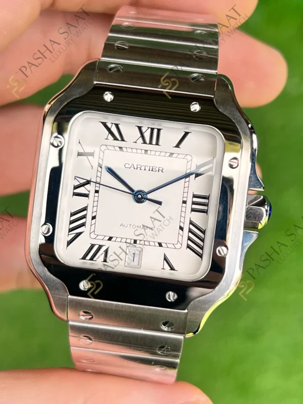 Eta Saat - Pasha Saat Cartier Santos Large Beyaz Kadran Superclone Saat