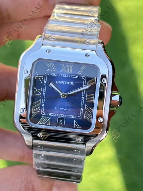 Eta Saat - Pasha Saat Cartier Santos Large Mavi Kadran Superclone Saat